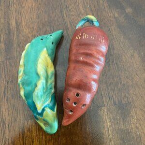 Vintage Carrot & Corn Ceramic Salt & Pepper Shakers 3" Long Japan!